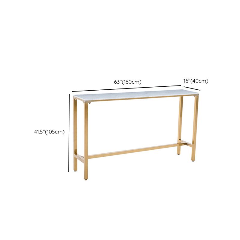 Modern Bar Table White Faux Marble Top Pub Table with Gold Base