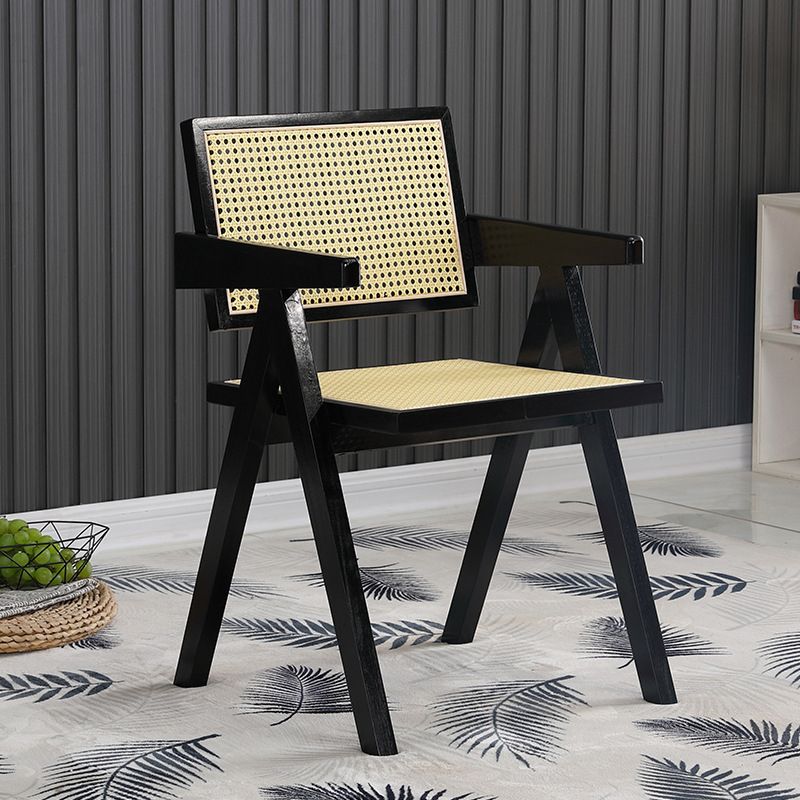 19.68" Wide Arm Chair Solid Wood Frame Chair with Woven Back