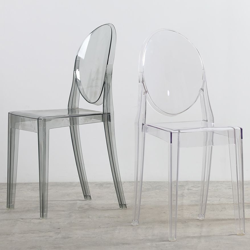 Silla lateral moderna de acrílico para interior y exterior, silla lateral de comedor con respaldo abierto para el hogar