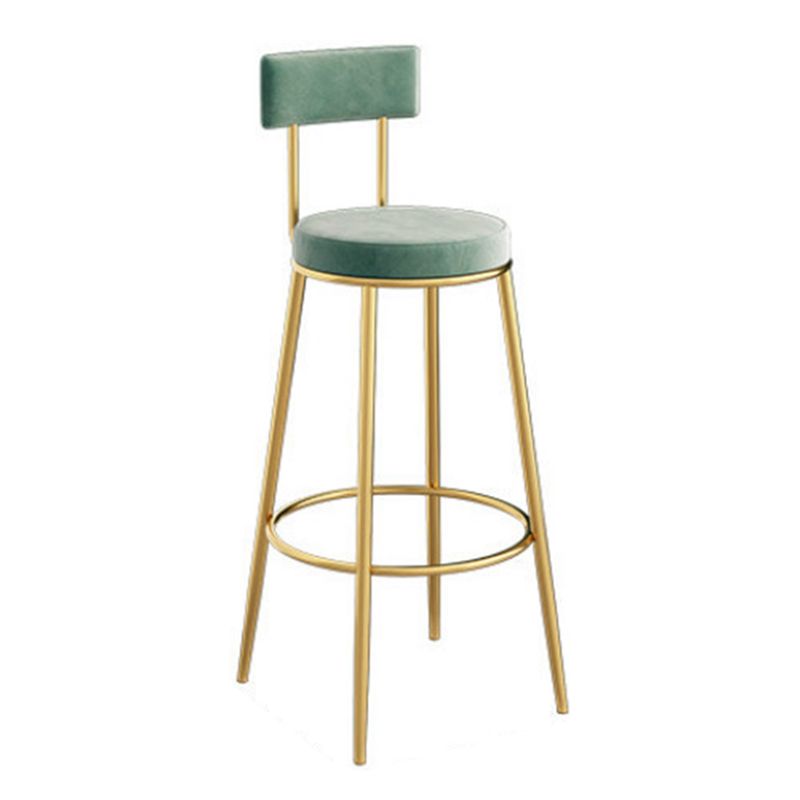 Glam Backrest Dining Stools Round Bar Stools with Metal Legs