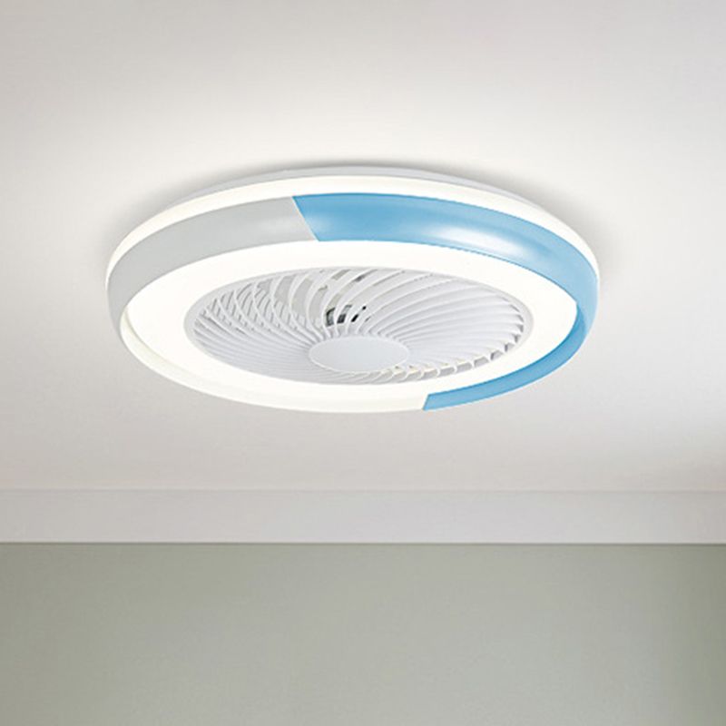 19,5 "breite Macaron Runde 5 Klingen Deckenventilator Lampe Acryl Kinder Schlafzimmer LED Semi Flush Light, Fernbedienung