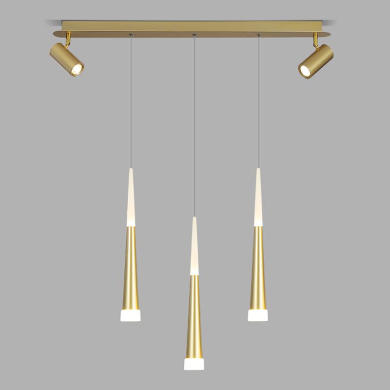 Diseño de Doble Doble Gold Luz Led Island Simplicidad contemporánea Cono Hanging Light para comedor