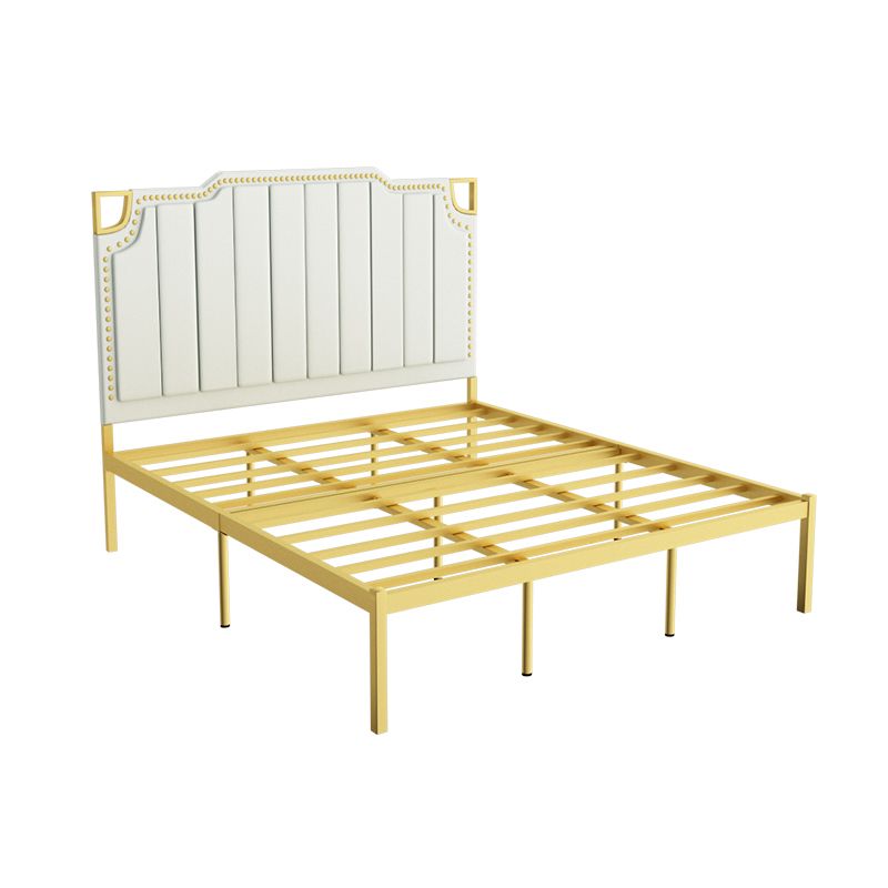 Stepped Bed Panel Leather Headboard Wire-Grid Frame,45.27" H