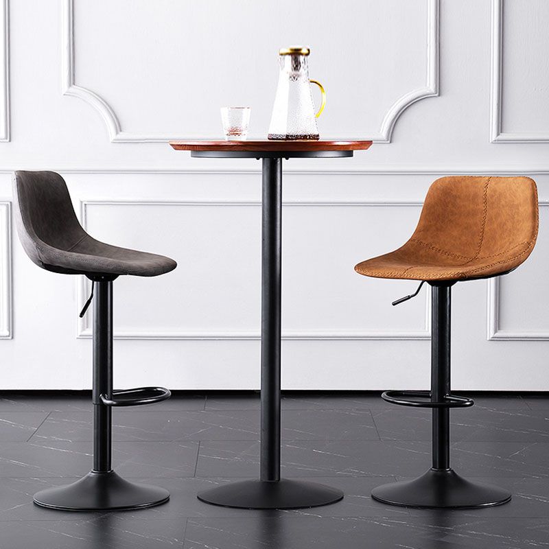 Contemporary Adjustable Height Home Stool Matte Finish Leather Barstool