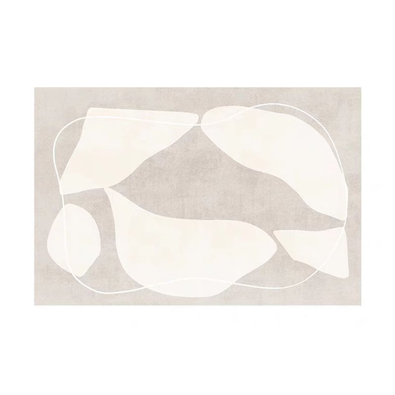 White Color Block Rug Polyester Modern Rug Stain Resistant Rug for Drawing Room