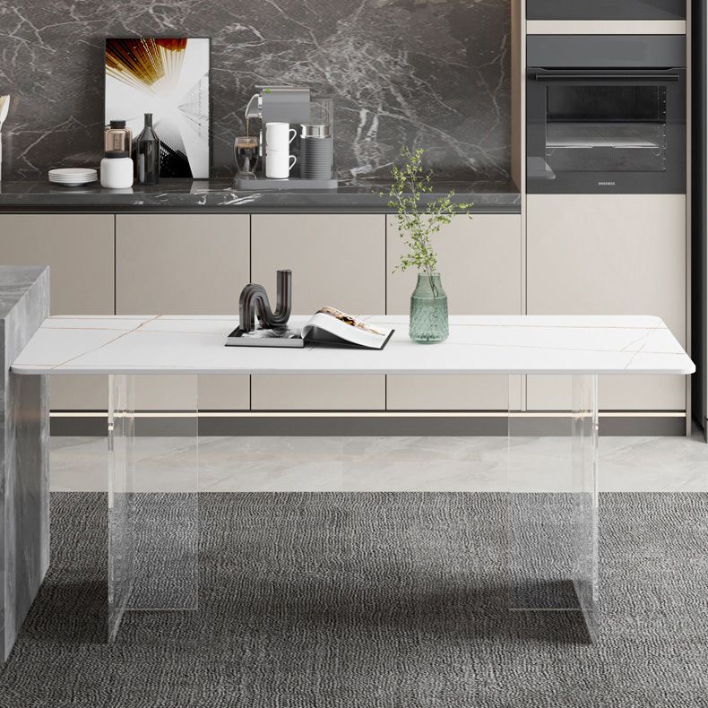 Medieval Modern Stone Dining Table Acrylic Base Table for Dining Room