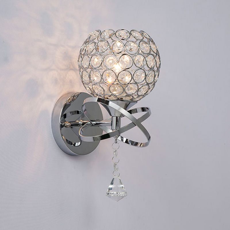 Lámpara de pared de globo lámpara de luz moderna montada en la pared con sombra de cristal transparente