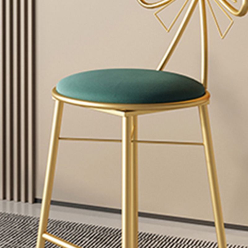 Glam Armless Backrest Counter Stool Iron Cashier Bar Stool with Cushion and Pedal