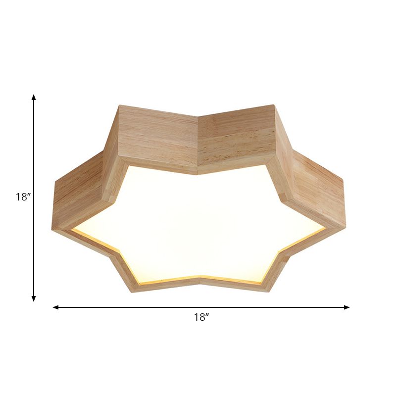 Kind Schlafzimmer Stern Form Decke Leuchtmittel Holz Einfache Art in Beige Flush Mount Ceiling Licht