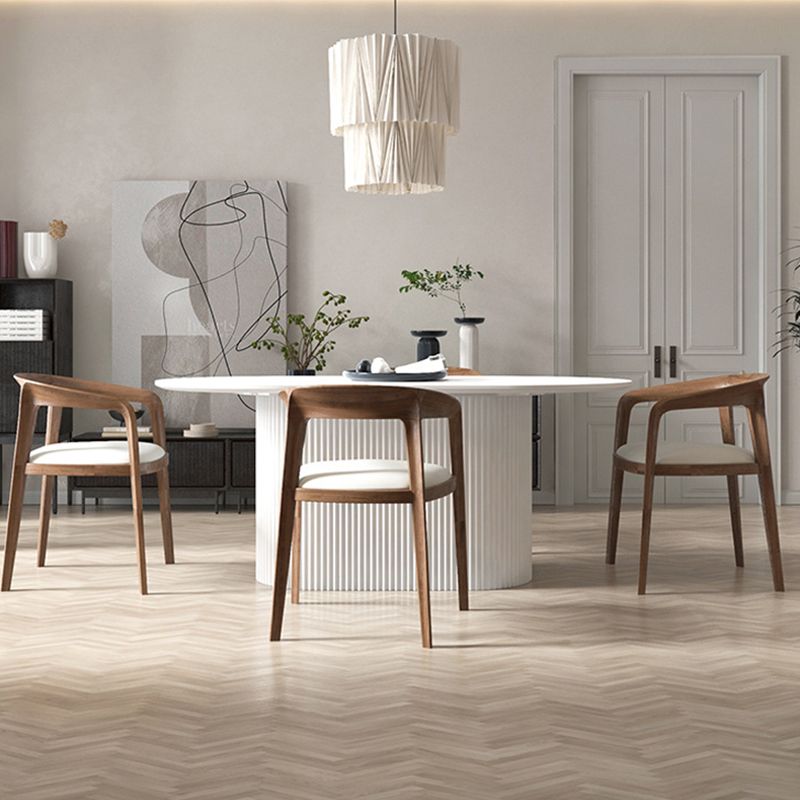 White Top Dining Table Traditional Luxury Oval Table with Pedestal Base