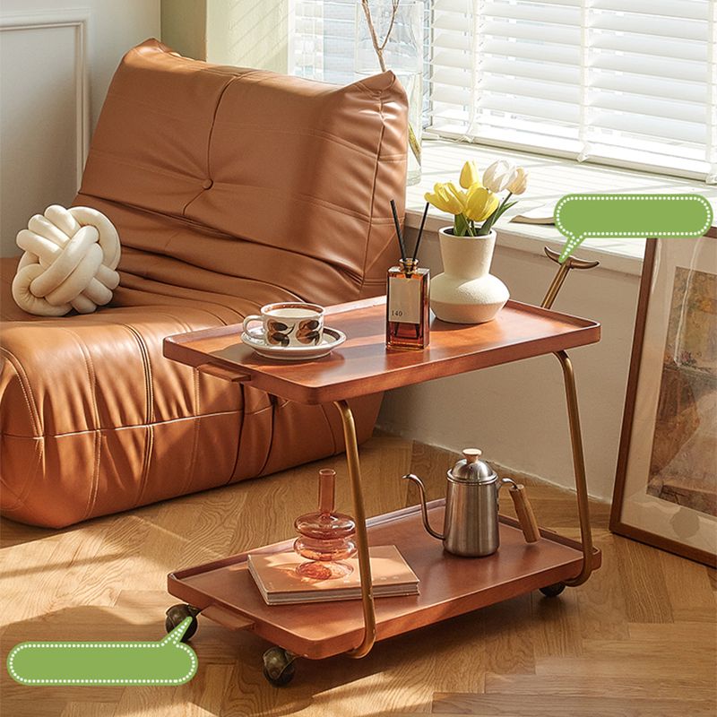 Contemporary Corner Table Rectangular Wood Side Table with Storage