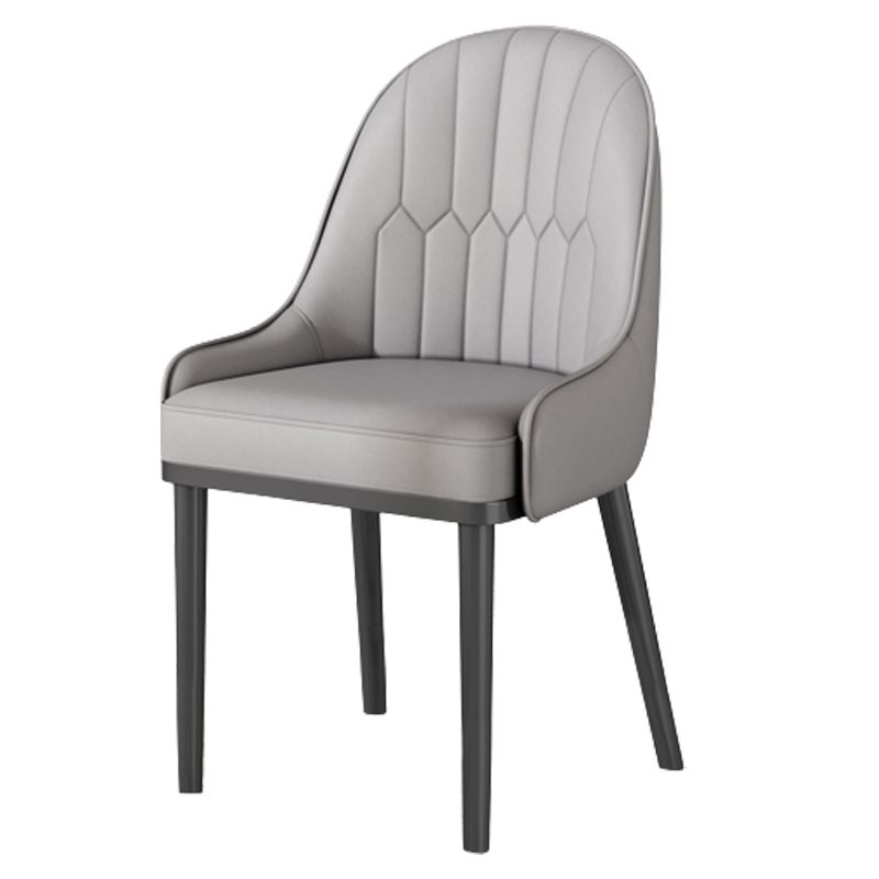Glam Style Parsons Dining Side Chair Leather Indoor Dining Chair