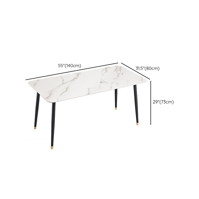 Rectangle Modern Dining Table White Stone Top Indoor Dinette Table