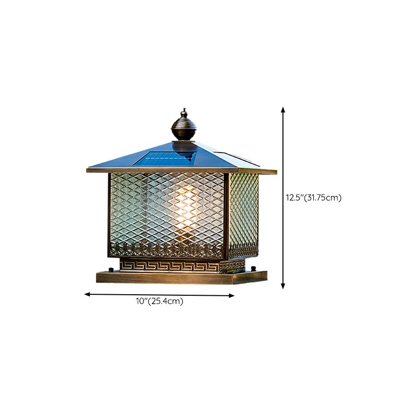Modern LED Pillar Lamp Simple Solar Lighting Fixture with Glass Shade for Garden