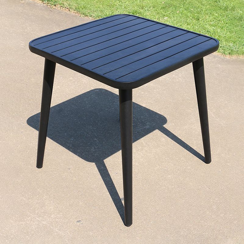 Outdoor Industrial Patio Table Metal Frame Dining Table in Black