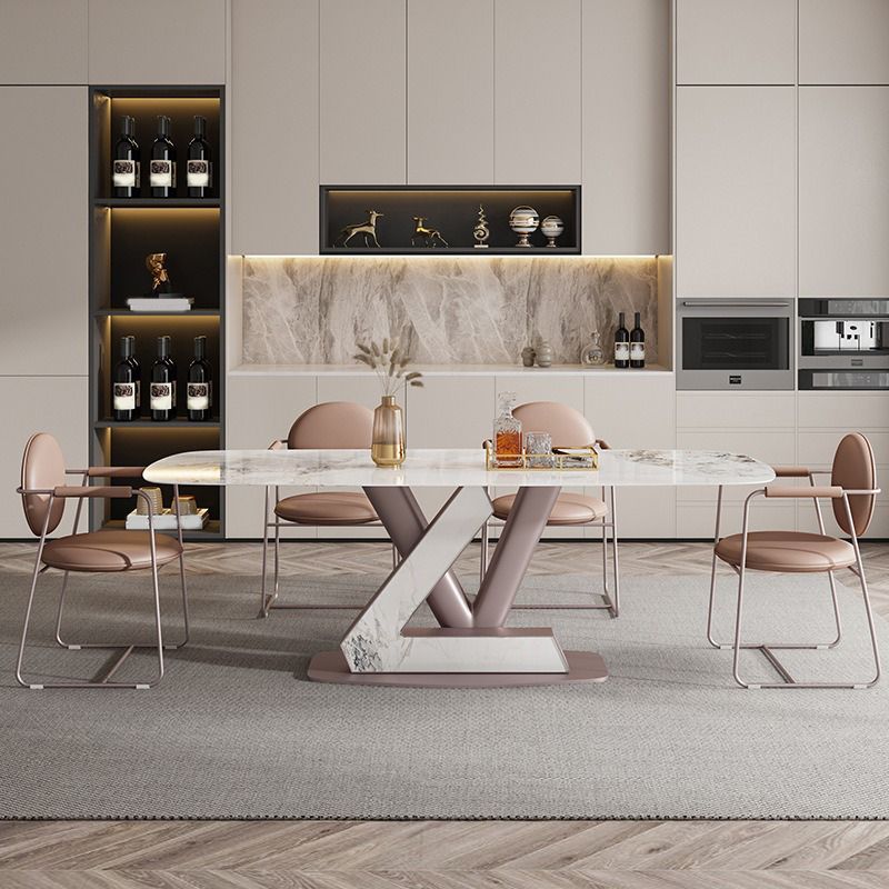 Nordic 1/4/5/7 Pieces Rectangle Dining Set Sintered Stone Top Dinette Table Set