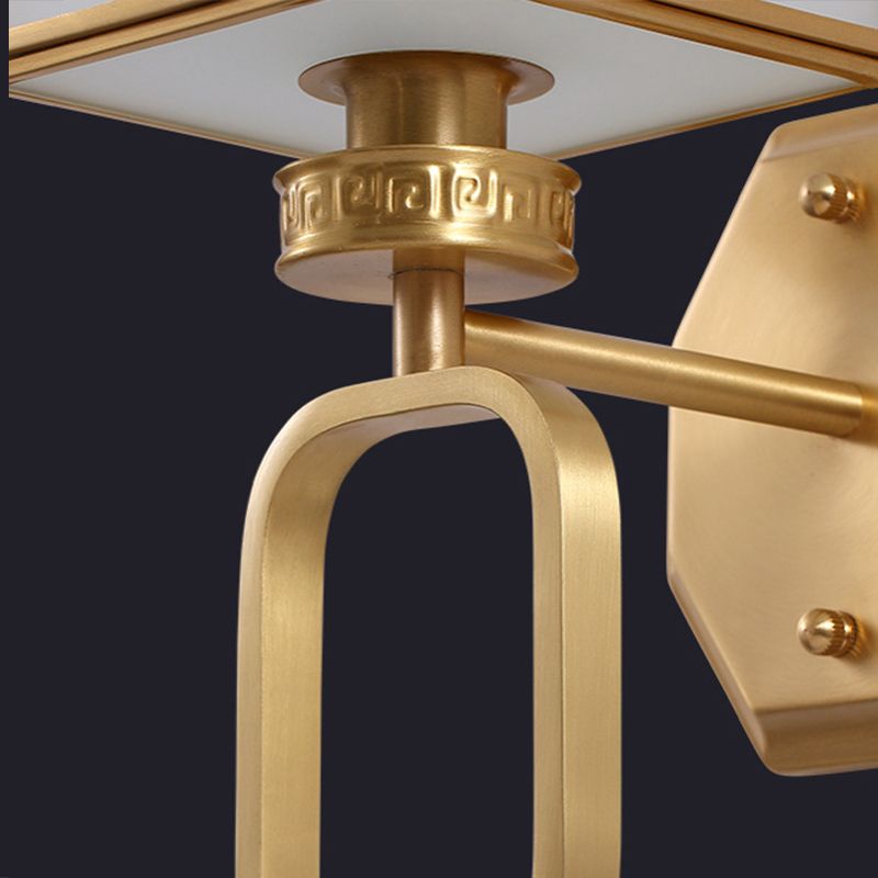 1 Light Square Wall Mounted Light Fixture Modern Wall Mounted Lighting in Gold Finish