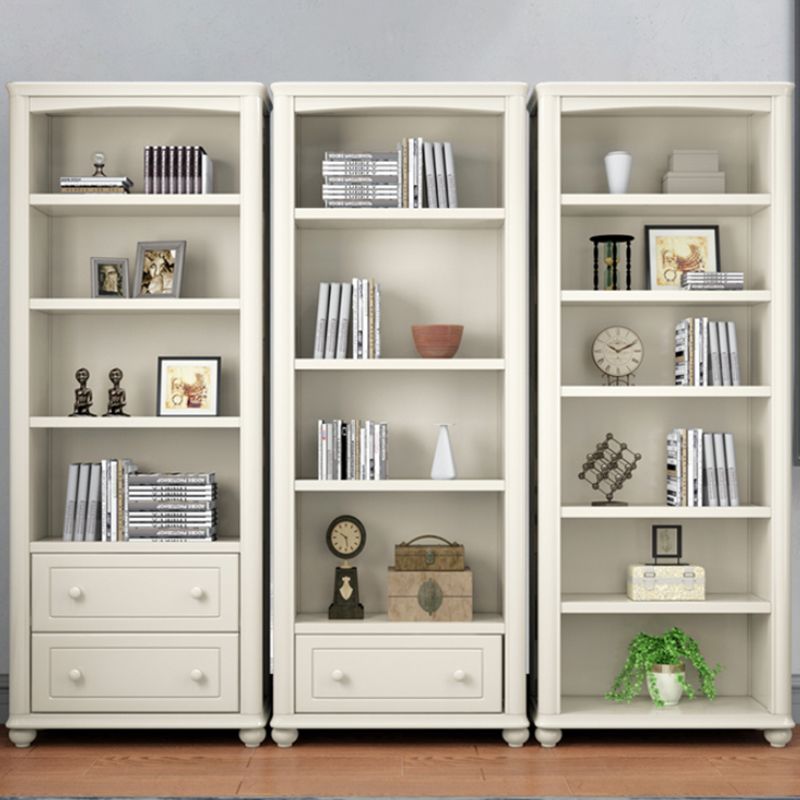 Wood Standard Bookshelf White Contemporary Bookcase with Shelves