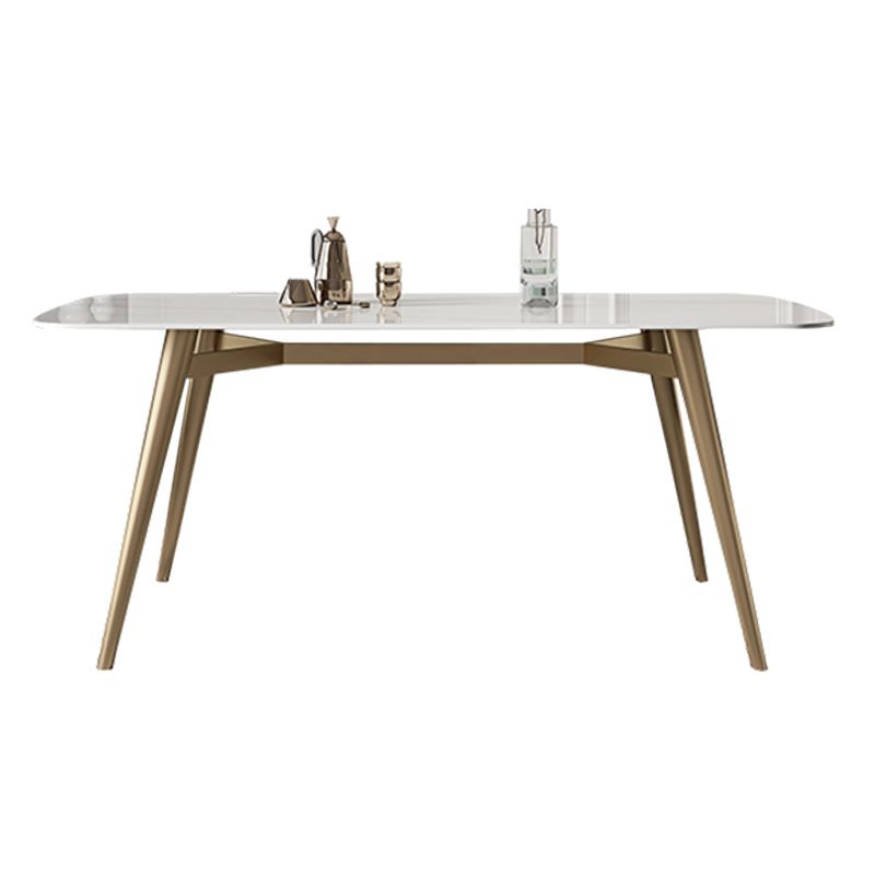 Contemporary Dining Table Sintered Stone Dining Table with 4 Gold Legs