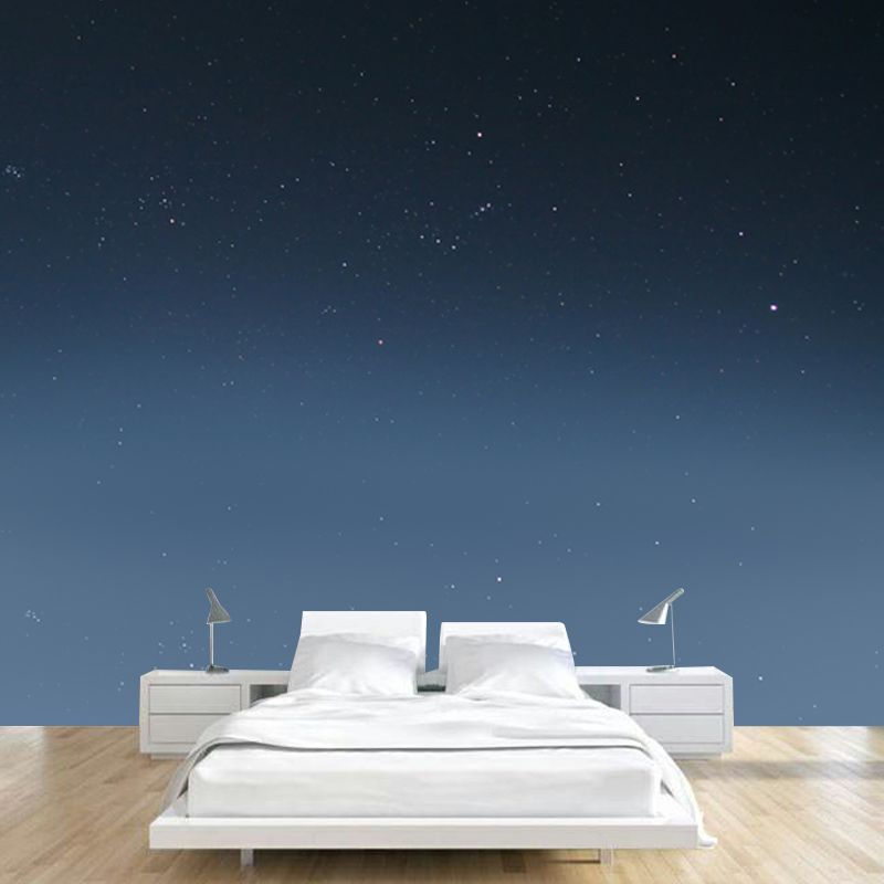 Modern Asteroid Glittering Stars Mural Blue Waterproof Wall Decor for Living Room