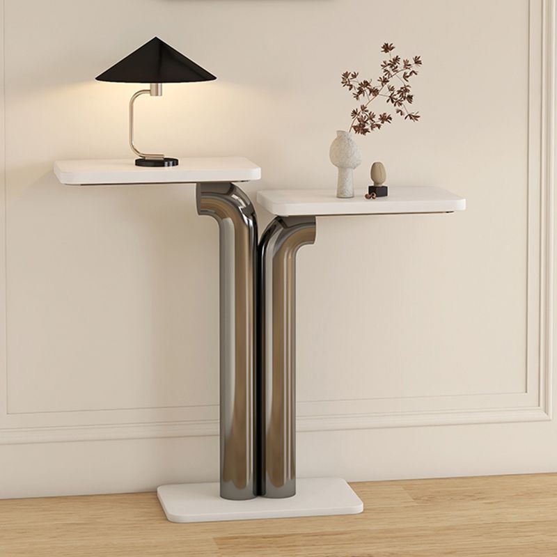 Rectangle Contemporary Console Table Stone Console Sofa Table for Hall
