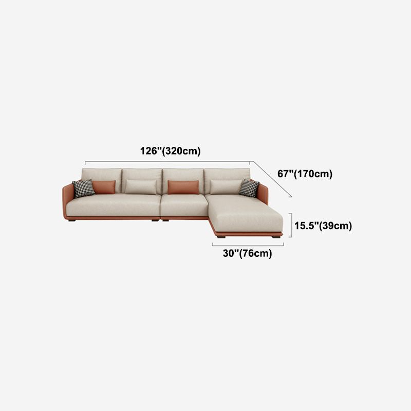 Faux Leather Pillow Back Sofa with Chaise Square Arm Sectional