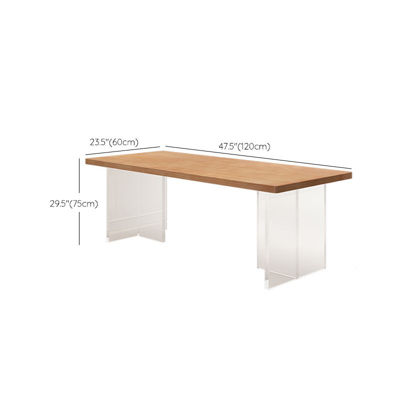 Rectangle Acrylic Base Dining Table Medieval Modern Style Wood Table for Kitchen