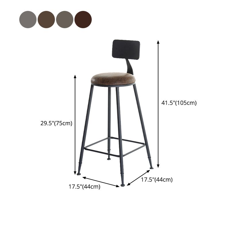 Industrial Bar and Counter Stool Low Back Stool with 4 Metal Legs