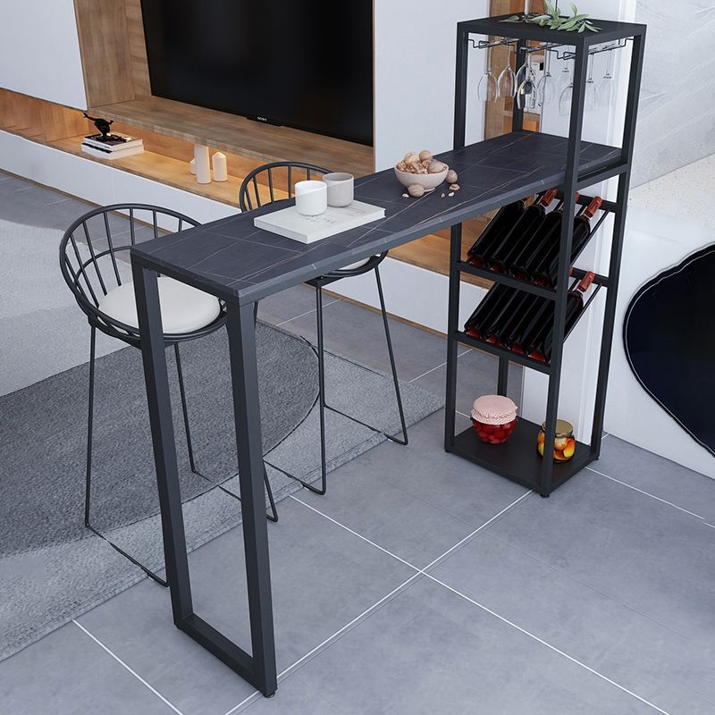 Modern Rectangle Bistro Bar Height Cocktail Table Marble Sled Indoor Bar Table