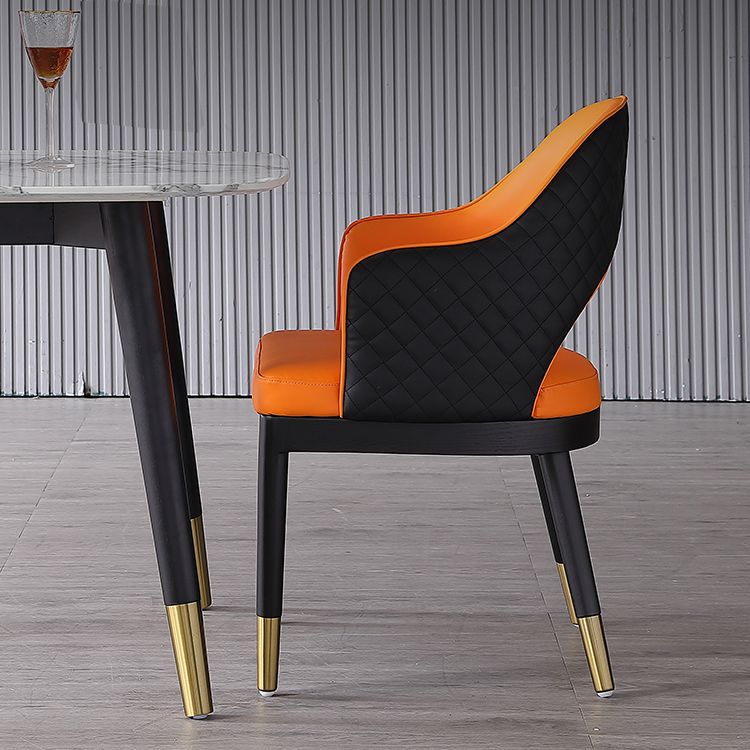 Glam Open Back Dining Armchair PU Leather Dining Chair for Home