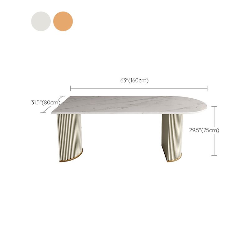 Modern Sintered Stone Dining Table Double Pedestal Table for Dining Room