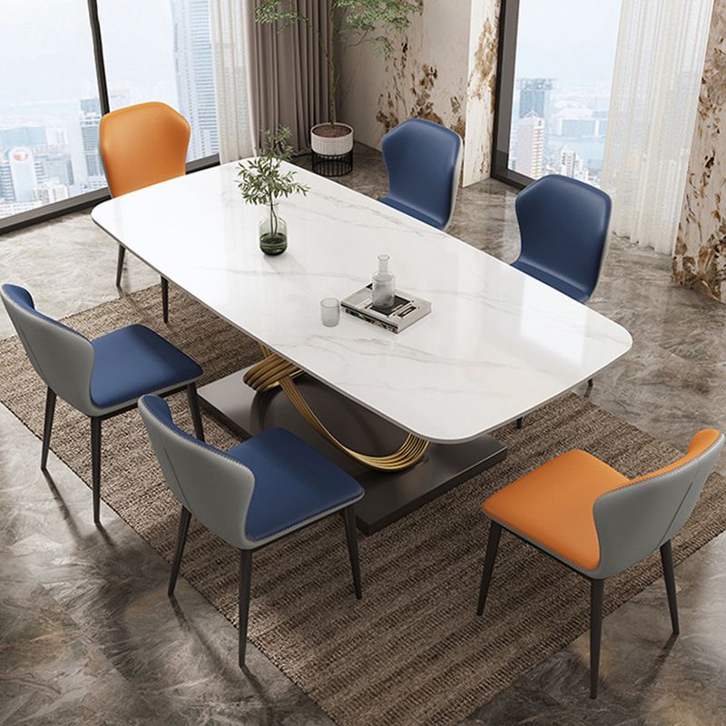 Glam Style Dinette Table Rectangle Stone Dining Room Table for Home