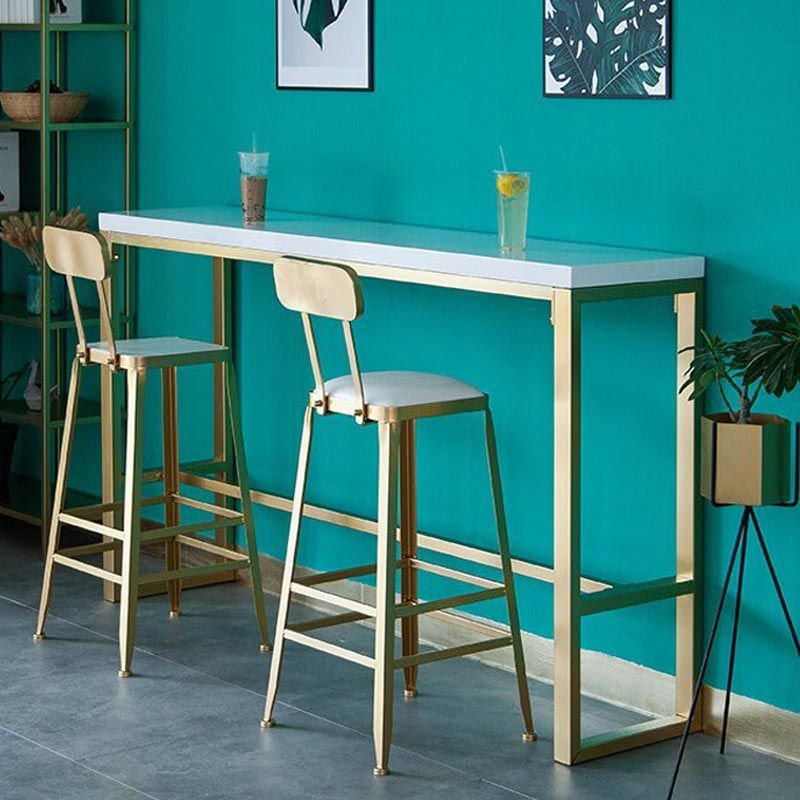 Glam Style Bar Table Gold Pedestal Pub Table for Living Room