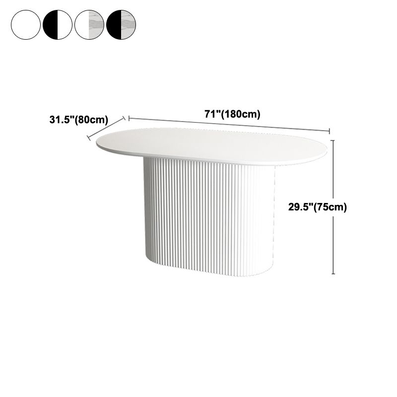 Oval Sintered Stone Dining Table Modern Home Dining Table with Wood Pedestal Base