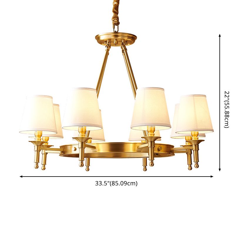 Postmoderne wagenwiel hangende kroonluchter licht wit linnen schaduw plafond kroonluchter in goud voor eettafel