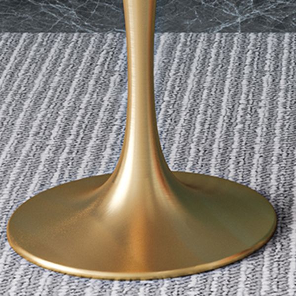Round Sintered Stone Dining Table Traditional Luxury Tulip Table with Gold Frame