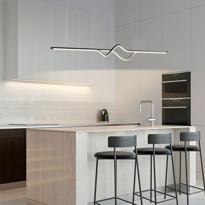 Linear Ceiling Pendant Minimalist Mental 1 Light Hanging Lamp