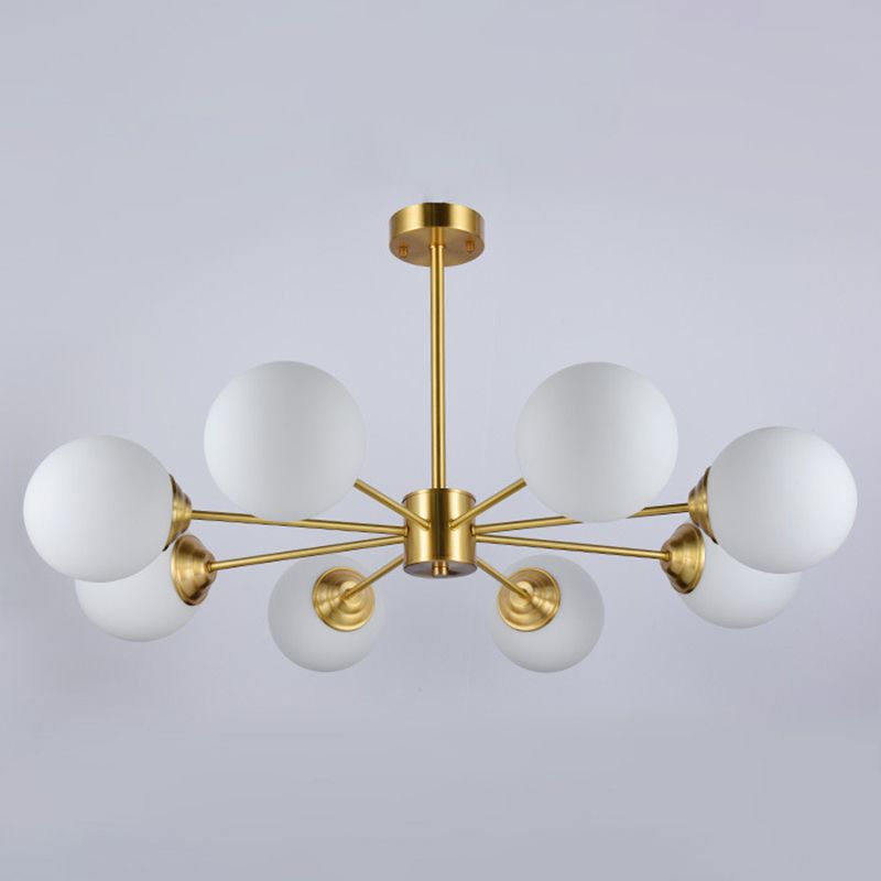 Nordic Simple Hanging Globe-Shaped Chandelier Pendant Light Milky Glass Ceiling Lights Fixture for Restaurant