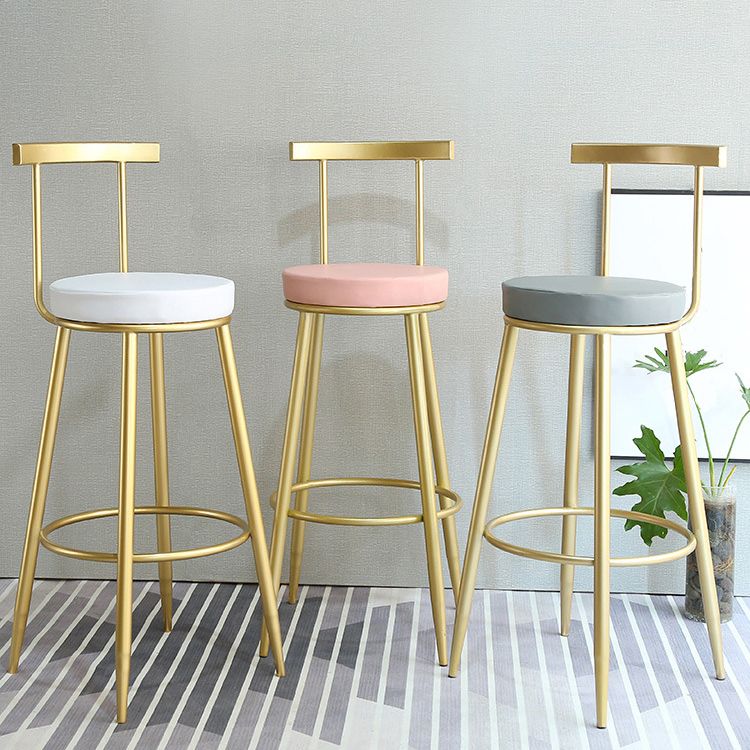 Nordic Style Bar-stool Round Counter Bar Stool with Metal Legs for Home Use