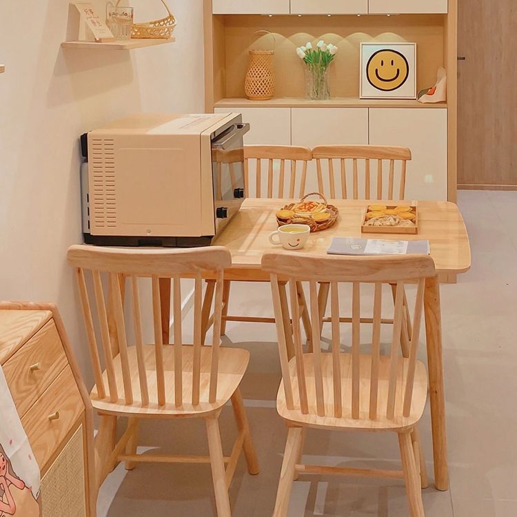 Juego de mesa de madera de 5/7 con mesa rectángulo juego de comedor moderno con sillas Winsor para restaurante