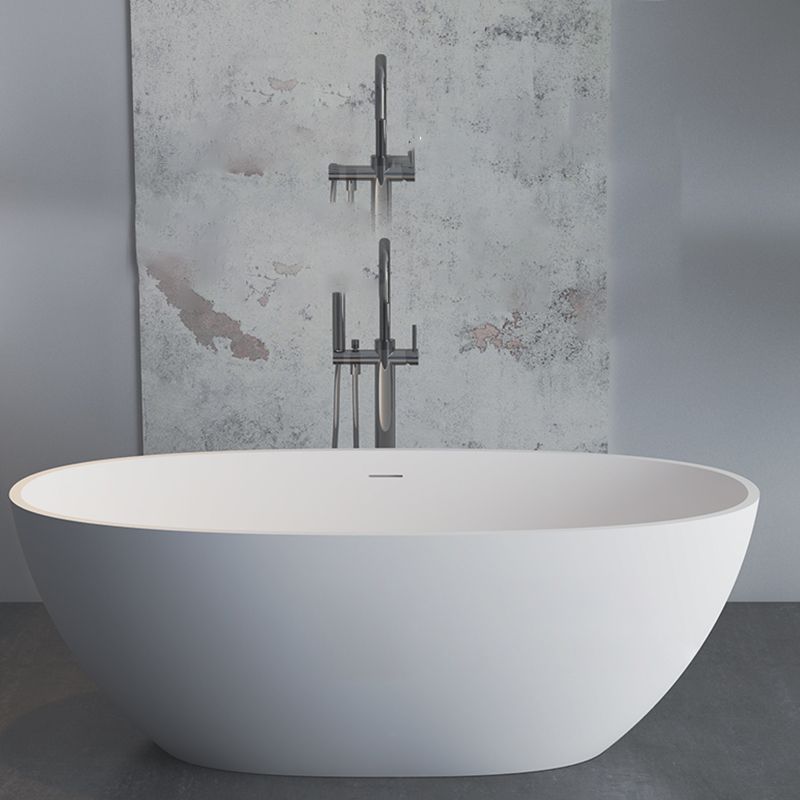 Stone Soaking Bathtub Antique Finish Back to Wall Oval Bath Tub