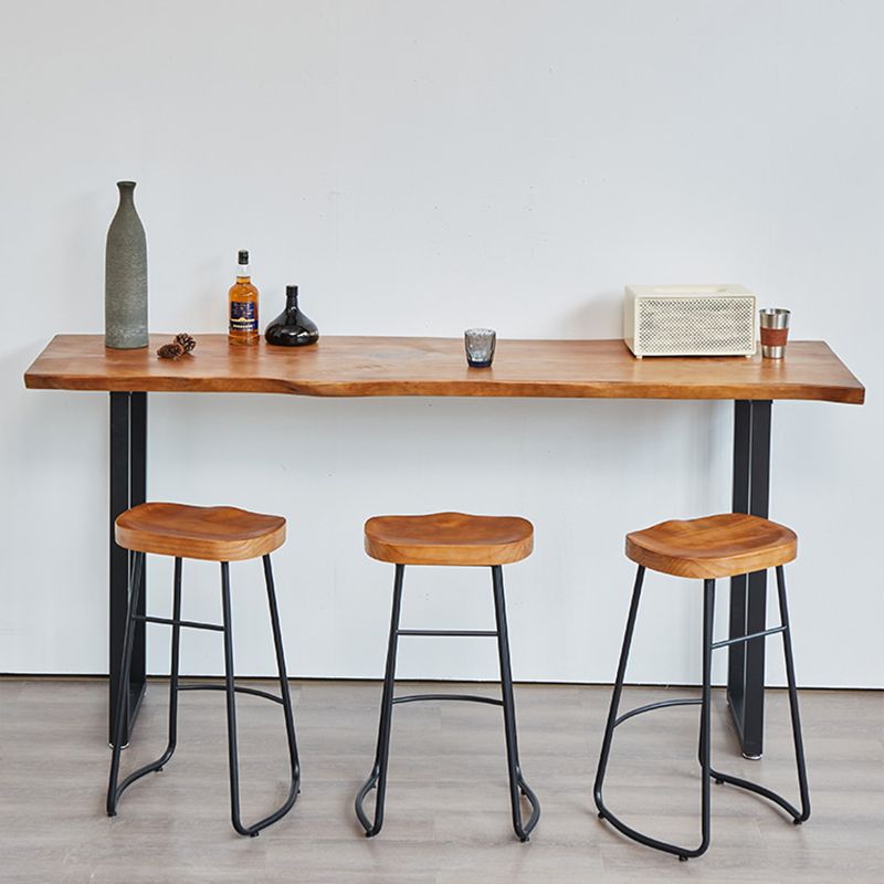 Rectangle Contemporary Solid Wood Bar Height Pub Table for Living Room