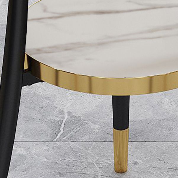 Round Dining Table Modern White Wooden Tabletop with Storage