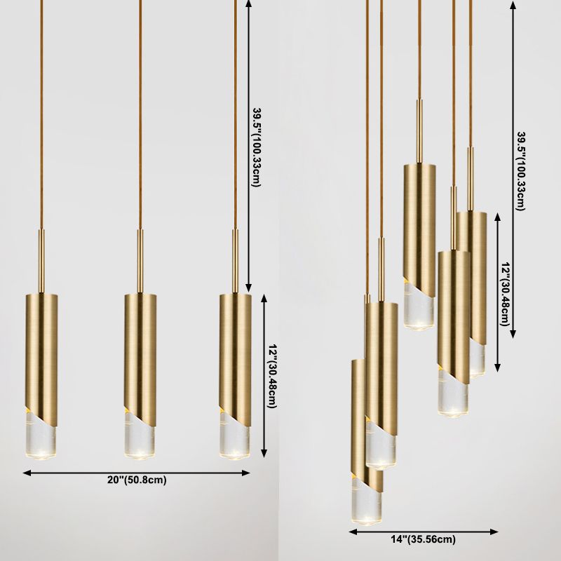 Contemporary Style Cylinder Drop Pendant Metal 3 Lights Pendant Light Kit