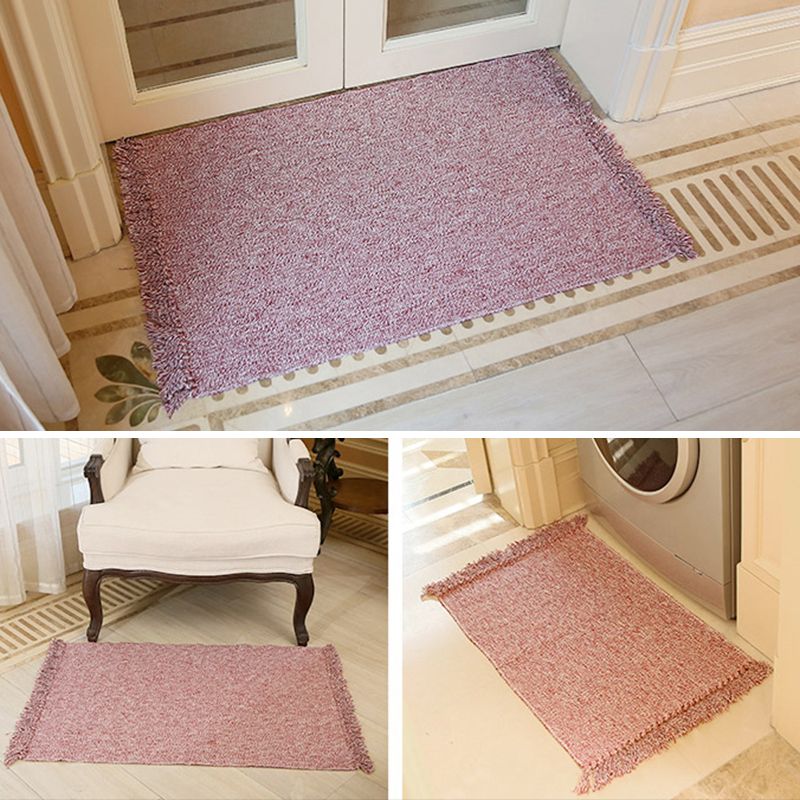 Four Colors Minimalist Cotton Carpet Solid Indoor Rug Fringe for Home Decoration