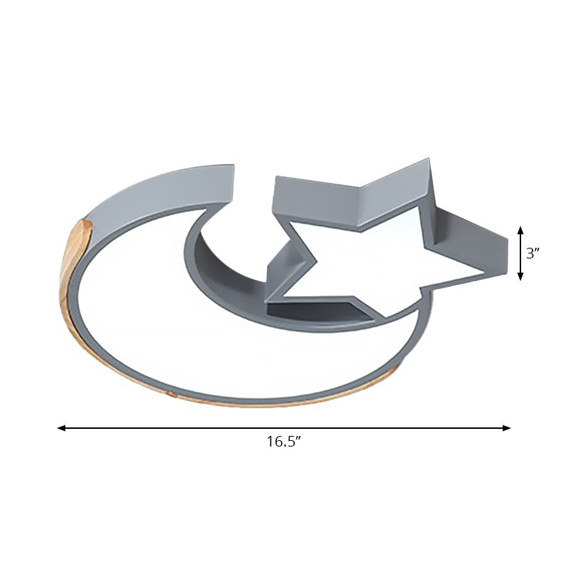 Macaron Étoile Lune Plafonnier Style Nordique En Métal LED Plafonnier en Gris/Bleu/Vert pour Chambre