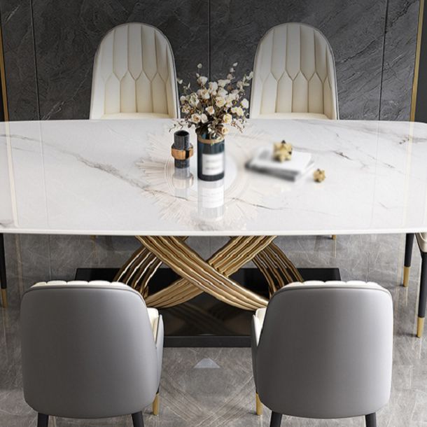 Nordic Glam Sintered Stone Dining Table Set 1/2/5/7 Pieces Dining Set for Home