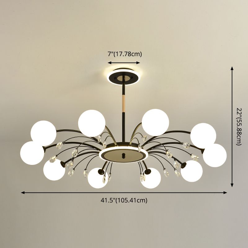 Black Glass Modern Pendant Lighting Fixtures Sputnik Hanging Lights for Living Room