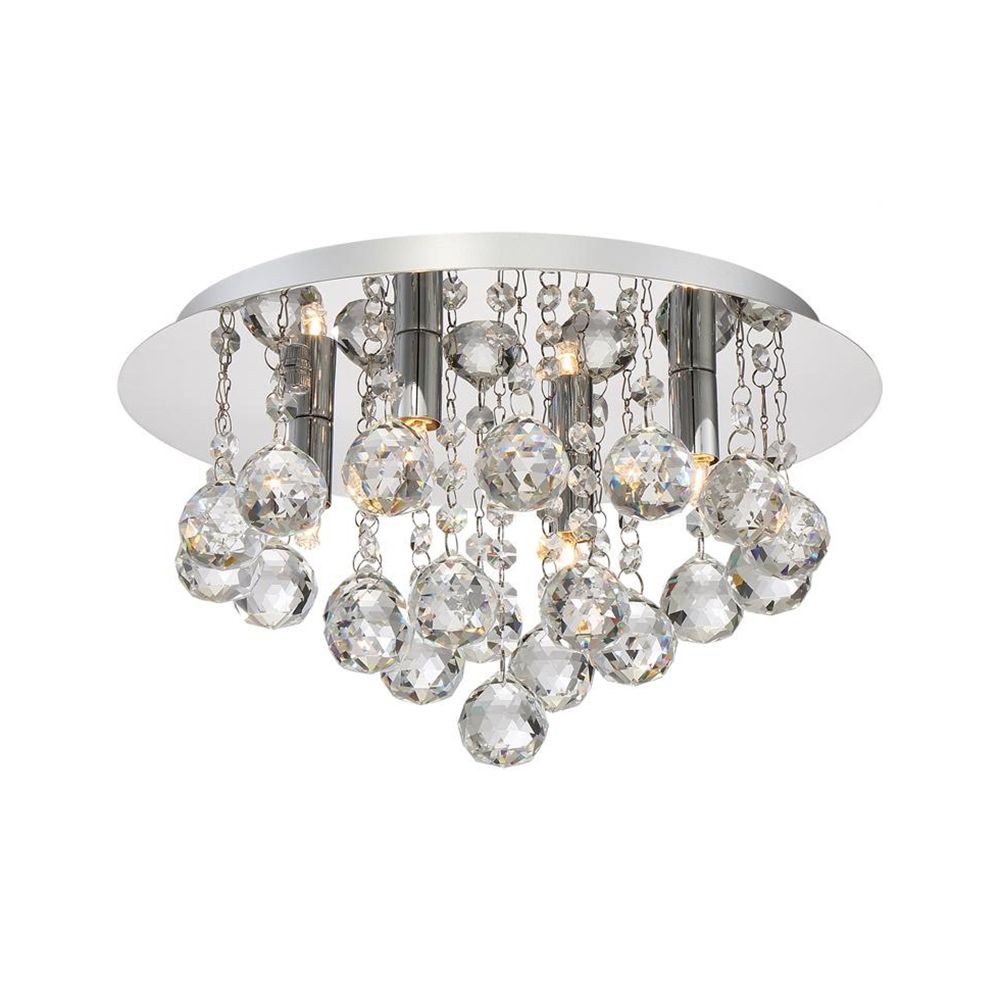 Cascading Flush Mount Light Contemporary Crystal 3/4/6 Lights Chrome Ceiling Light, 8"/14"/19.5" Wide