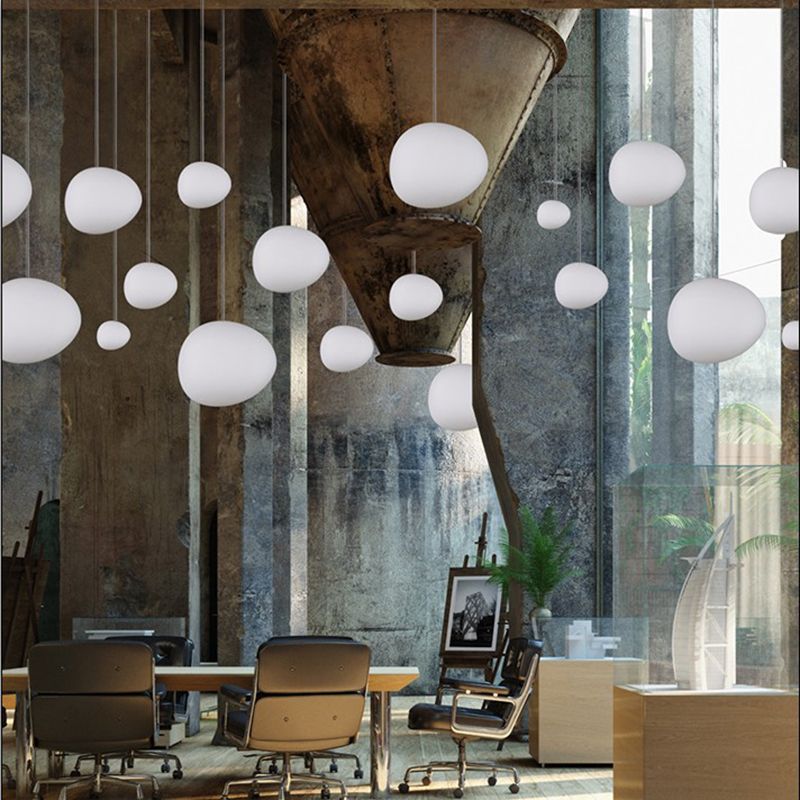 Style de style moderne ombre d'oeuf suspendu en verre léger 1 pendentif léger